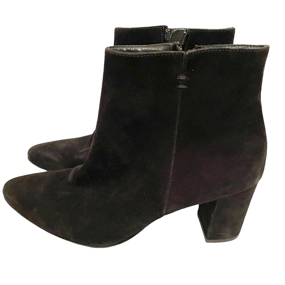 Paul Green Black Suede Booties Ankle Boots Side Zip Size 6 1/2 EU/9 US - Picture 3 of 10